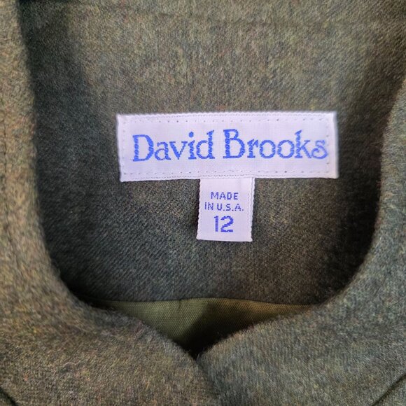 Military Style Jacket Olive Green Worsted Wool Size 12 David Brooks Deadstock - Picture 2 of 11